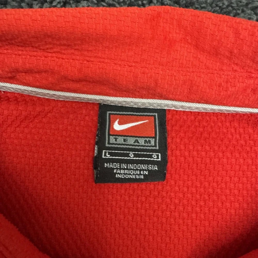 VTG Nike Ohio State Buckeyes Team Golf Polo Shirt Mens L Red Swoosh Sphere Dry